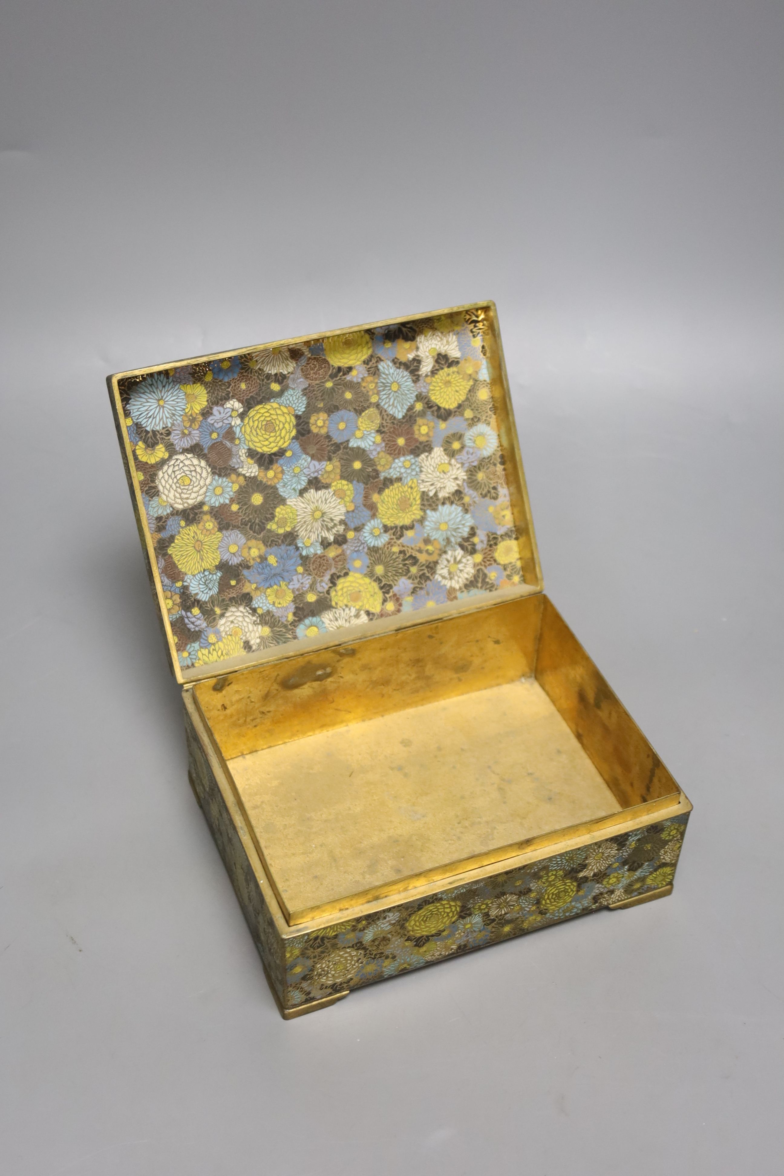 A Japanese champleve enamel box